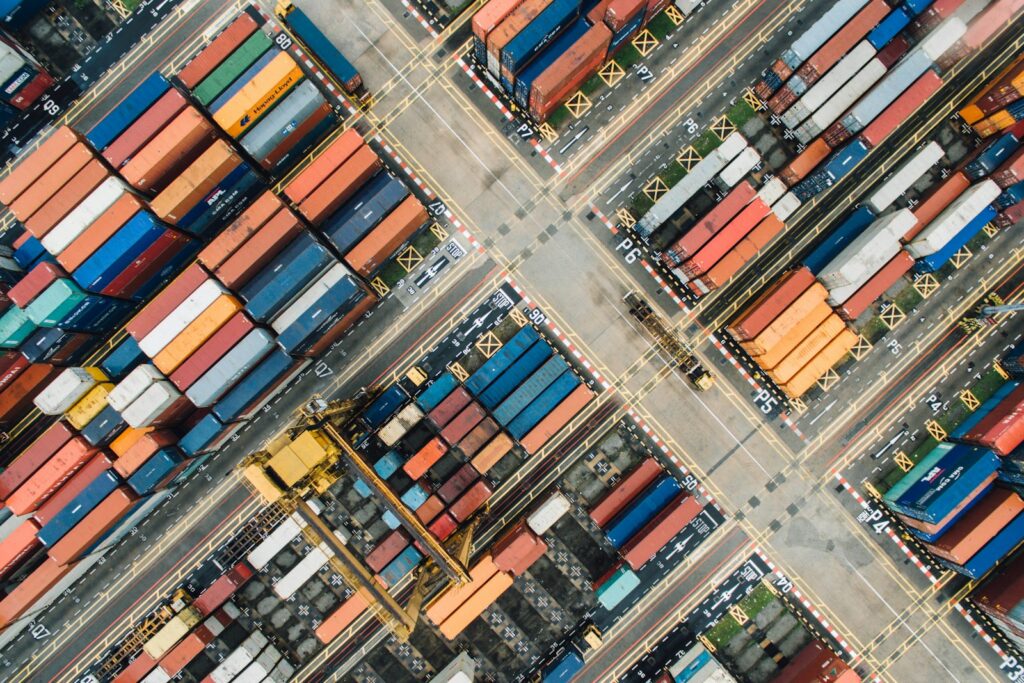 services-1 aerial view of shipping container yard
